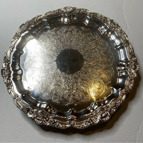 Old English by Poole Footed 5931 EPCA Silverplated Ornate Serving Tray Gorgeous - Picture 1 of 6